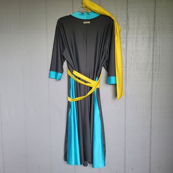Elhoffer Design Multicolor Midi Wrap Dress. Size XXL - Picture 4 of 11
